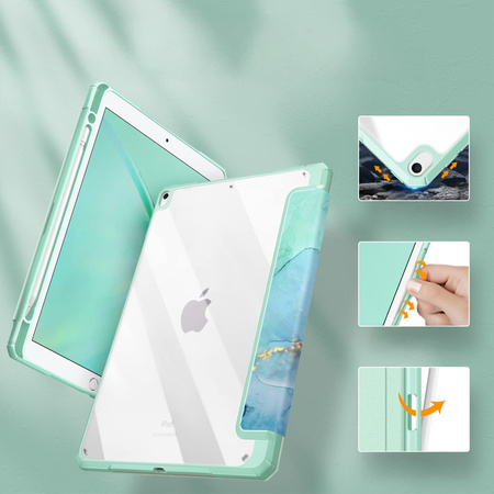 Etui Graficzne do Apple iPad 10.9 2022 Gen 10 / 11 2025 A16 Gen 11 z klapką, zielone - ochronne z podstawką