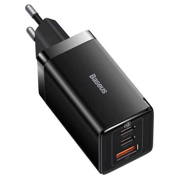 Rýchla nabíjačka sieťová GaN 2xUSB C 1xUSB 65W Baseus GaN5 Pro + kábel USB C USB C 100W, čierny
