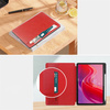 Puzdro kožené z vreckami na Lenovo Tab M11 10.95, červené - ochranné so stojanom, prístup k portom a tlačidlám