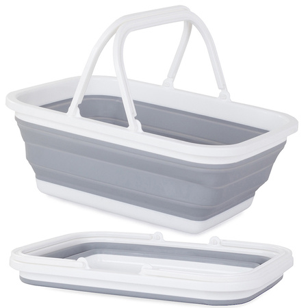 Folding silicone shopping basket with handles