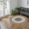Round carpet NOVO Strado modern beige torte pattern for living room Oriental 120x120 cm