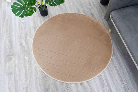 Dywan STRADO okrągły Rabbit 3D pluszowy miękki jak królik antypoślizgowy 160 Beige