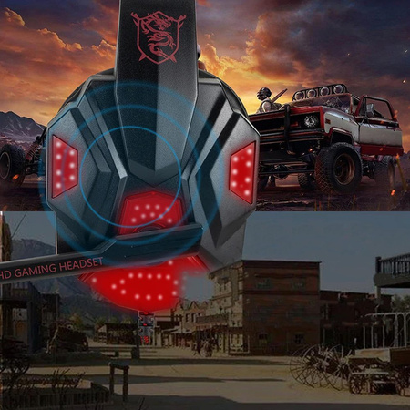 Speed Spider OS-830MV black/red LED gaming headphones with microphone for gamers