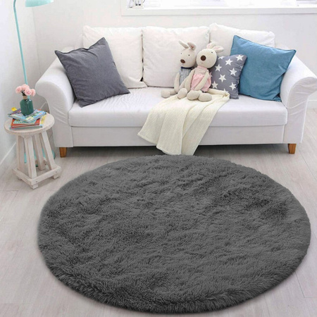 Shaggy Strado 90x90 GreyNight round carpet (Dark Gray)