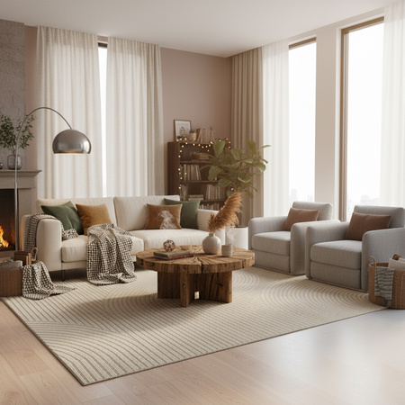 Dywan 160x230 do salonu pętelkowy duży japandi nowoczesny ciężki gruby POLO, beżowy