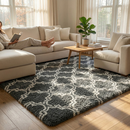 Dywan do salonu shaggy DECOR antypoślizgowy miękki puszysty modny 140x200 Grey Lantern