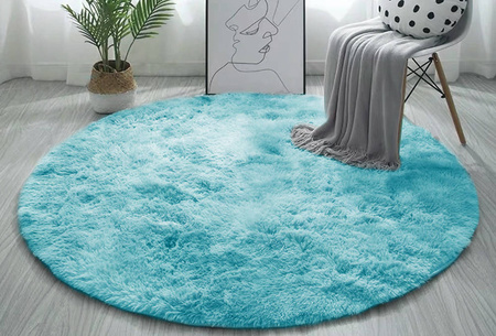 Okrúhly koberec Shaggy Ombre 120x120 cm, svetlý modrý OmbreBlue - plyšový do obývačky