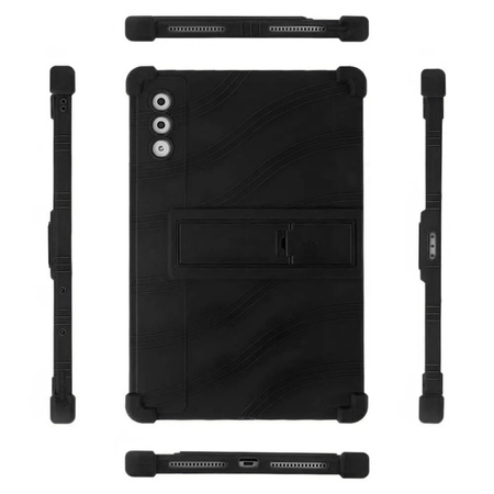 Puzdro Armor na Lenovo Yoga Tab Plus 12.7 2025, čierne - ochranné so stojanom, prístup k portom a tlačidlám
