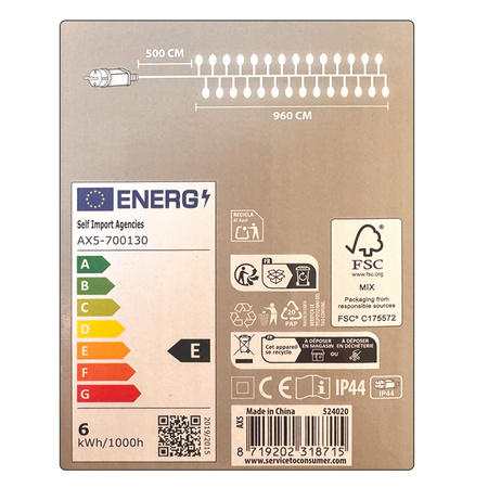 Lampki choinkowe 960 LED białe ciepłe ryż wewnętrzne zewnętrzne 12,6m IP44