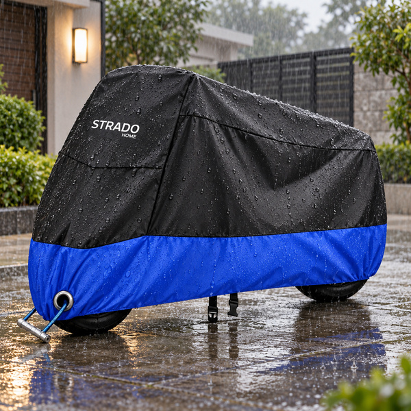 Pokrowiec na motocykl skuter 2 rowery 245x105x125 cm wodoodporny czarno-niebieski