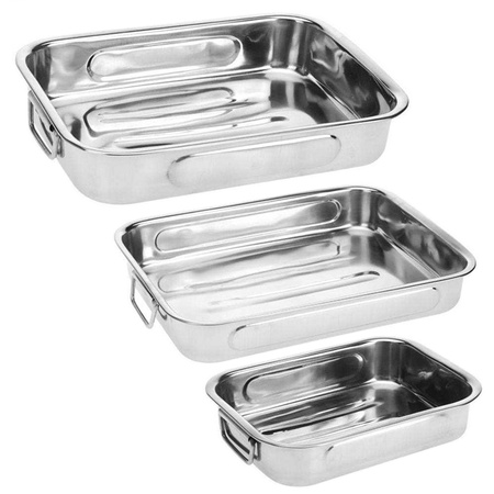 Rectangular steel roasting pan 3 pcs.