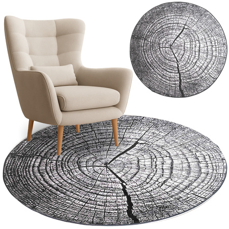 NOVO Strado modern tree trunk carpet for living room grey pattern Grey Trunk 90x90 cm