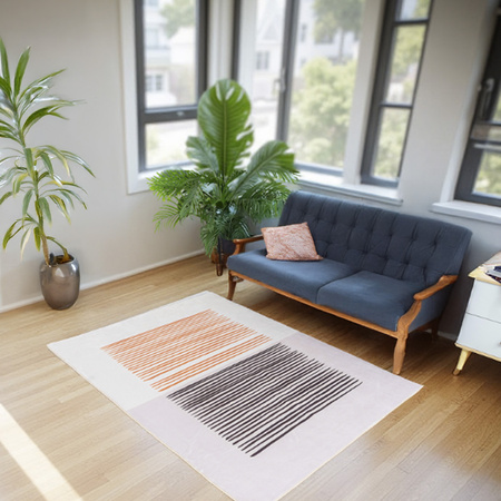 NOVO Strado modern carpet for living room delicate beige velvet pattern Sand Lines 140x200 cm