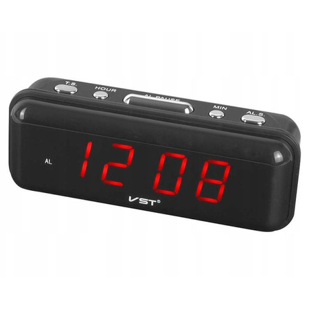 Budík hodiny elektronický digitálny LED 24h hlasný budík, čierny