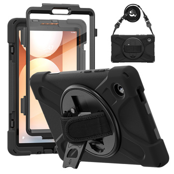 Etui pancerne do Galaxy Tab A11 X135 X133 A9 SM-X110/ SM-X115 ze szkłem - czarne