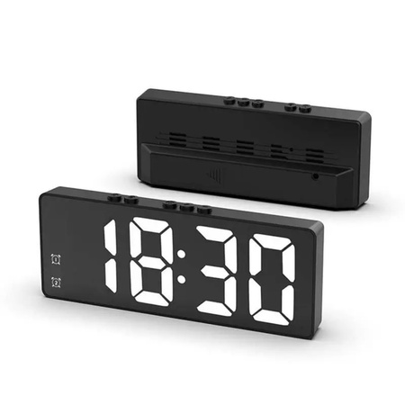 Budík hodiny elektronický digitálny LED 24h hlasný budík driemanie teplota, čierny