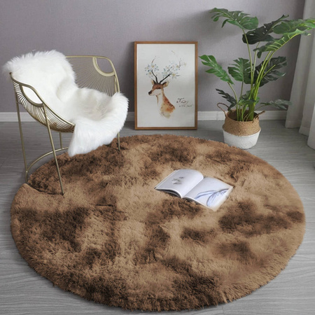 Shaggy Ombre Strado 150x150 Round Carpet by OmbreCoffee (Brown)
