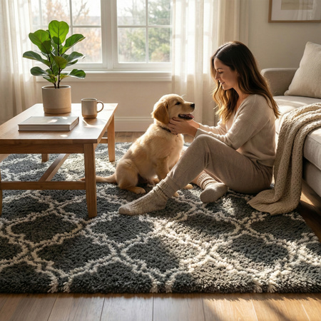 Dywan do salonu shaggy DECOR antypoślizgowy miękki puszysty modny 80x150 Grey Lantern