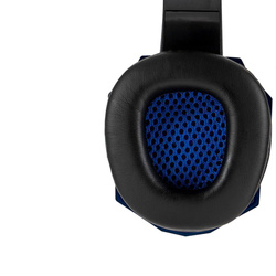 Speed Spider OS-830MV black-blue LED gaming headphones with microphone for PC and console