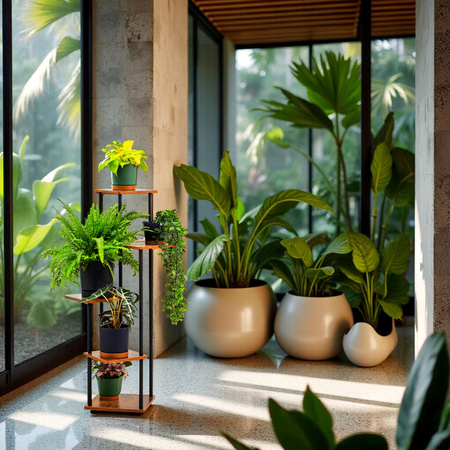 Kwietnik metalowy na kwiaty stojący wysoki 5 poziomów duży 106cm XL PALACE, czarny