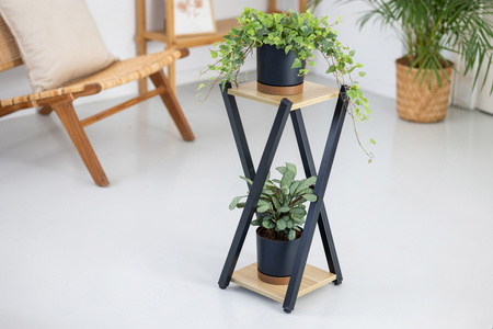 Kwietnik stojący metalowy stojak na kwiaty rośliny loft 2 poziomy Nexus