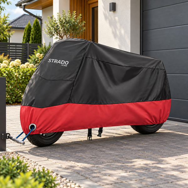 Pokrowiec na motocykl skuter 2 rowery 245x105x125 cm wodoodporny czarno-czerwony