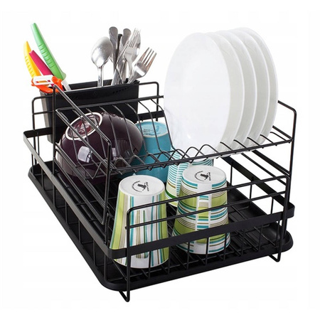 Two-level dish drainer with tray