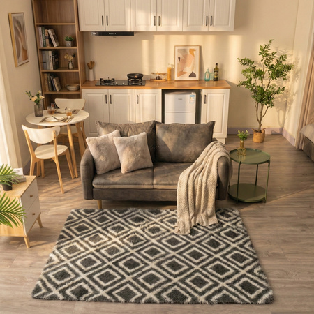 Dywan do salonu shaggy DECOR antypoślizgowy miękki puszysty modny 80x150, czarny