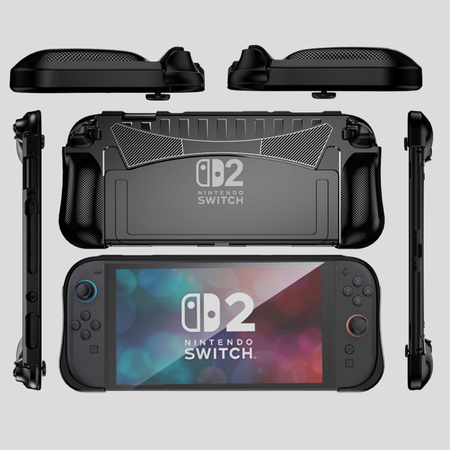 Etui do Nintendo Switch 2 2025 Lekkie do grania poprawia chwyt, czarne - ochronne z podstawką