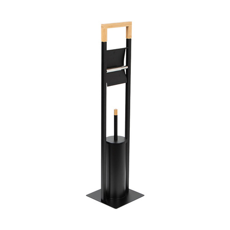 Metal toilet paper stand 2-in-1 free standing toilet brush