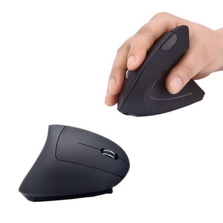 Bezprzewodowa MYSZ PIONOWA ergonomiczna wertykalna CLIRY 2.4 GHz optyczna, czarna