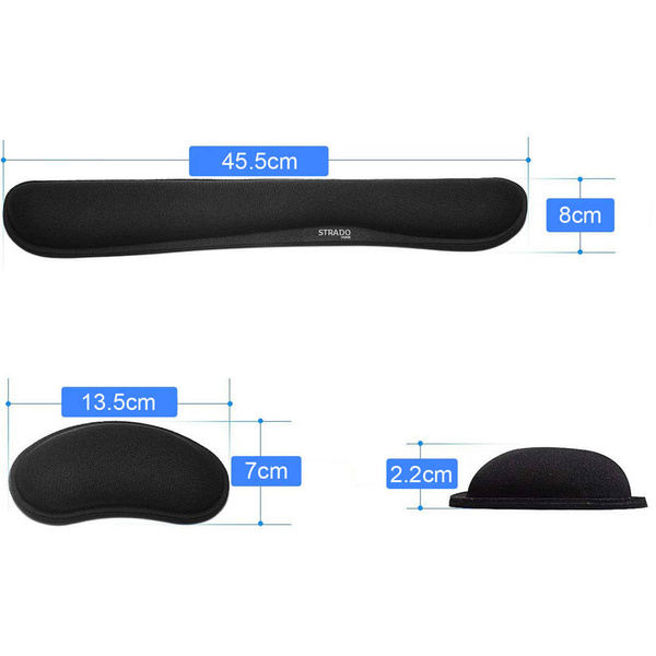 Strado ergonomic gel pad set - 3 pieces (Black)