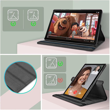 Etui Obrotowe 360 do Lenovo Tab M10 10.1 2022 3 Gen / Tab M10 Plus 2022 3-generacja, czarne - ochronne z podstawką