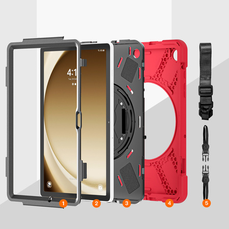 Etui Shockproof do Samsung Galaxy Tab A9 Plus 11 2023 X210 X215 X216, czerwone - ochronne z podstawką