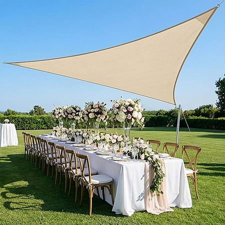 Żagiel przeciwsłoneczny szary trójkątny 3,6m ochrona UV wodoodporny +lina