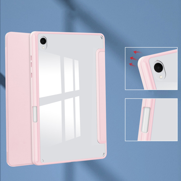 Puzdro Clear Pencil na Samsung Galaxy Tab S11 11 SM SMX736 s klapkou, ružové - ochranné