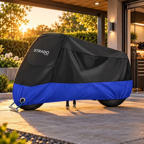 Pokrowiec na motocykl skuter 2 rowery 245x105x125 cm wodoodporny czarno-niebieski