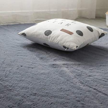 Dywan okrągły Rabbit 180x180 cm, srebrny - pluszowy, miękki do salonu i sypialni
