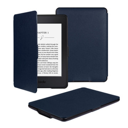 Etui do Kindle Paperwhite 1 2 3, granatowe - ochronne z podstawką, dostęp do portów i przycisków