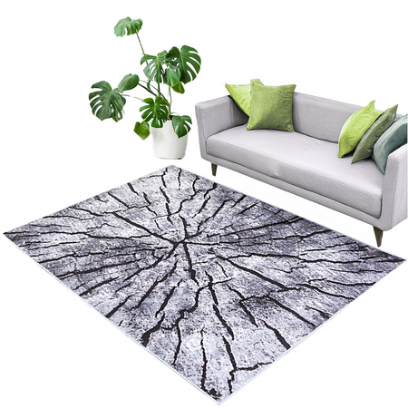 NOVO Strado modern tree trunk carpet for living room delicate grey velvet pattern Grey Trunk 200x300 cm