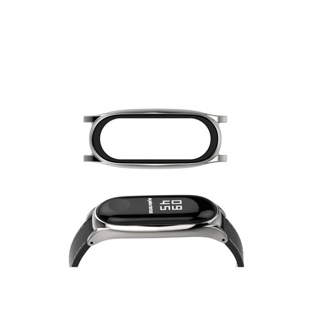 Pasek skórzany do 215 mm do Xiaomi Mi Band 3 / 4, czarny - wymienny