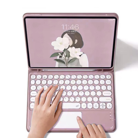 Etui z klawiaturą do Apple iPad AIR 13 M2 2024 M3 2025 Gen 6 7, różowe