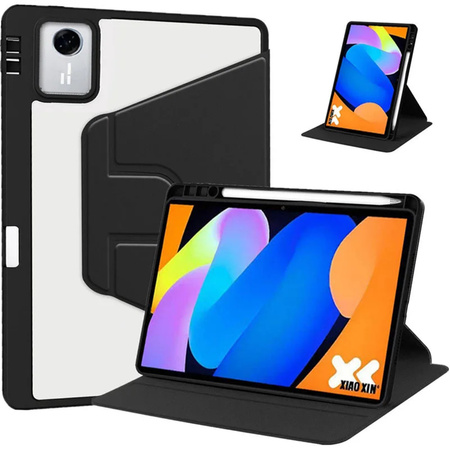 Puzdro otočné Clear na Lenovo Idea Tab 11 2025, čierne - ochranné so stojanom