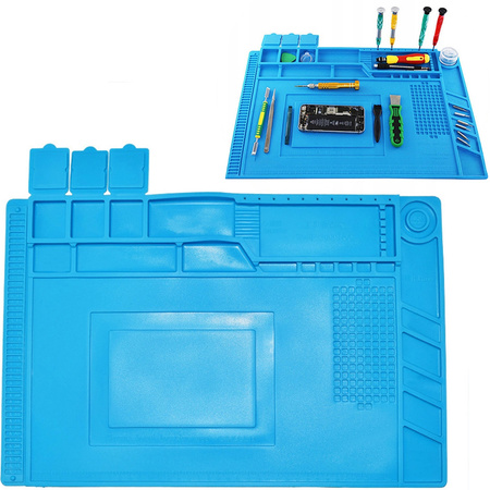 Antistatic silicone work mat organizer for soldering repairs and electronics heat resistant