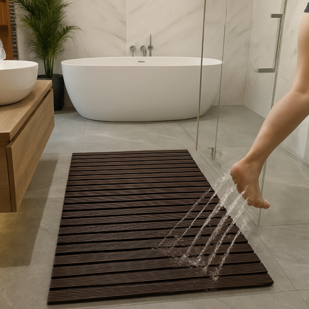 MATA łazienkowa antypoślizgowa POD PRYSZNIC brodzik do sauny basenu 43x61, brązowa