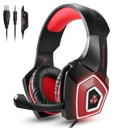 LED gaming headphones with microphone HunterSpider V01 (Red)