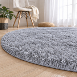 Shaggy Strado 200x200 SilverFur Round Carpet (Light Gray)
