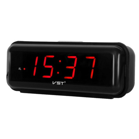 Budík hodiny elektronický digitálny LED 24h hlasný budík, čierny