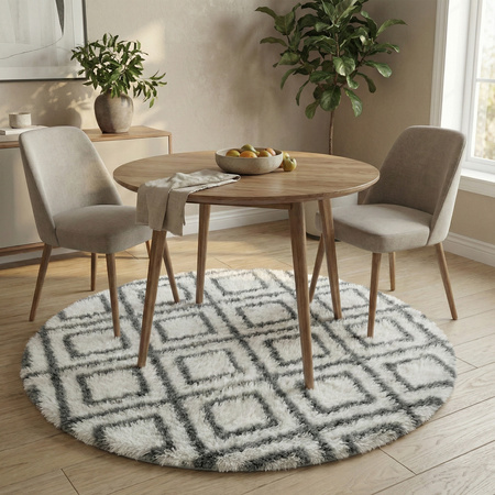 Dywan okrągły do salonu shaggy DECOR antypoślizgowy miękki puszysty 120x120 White Cube