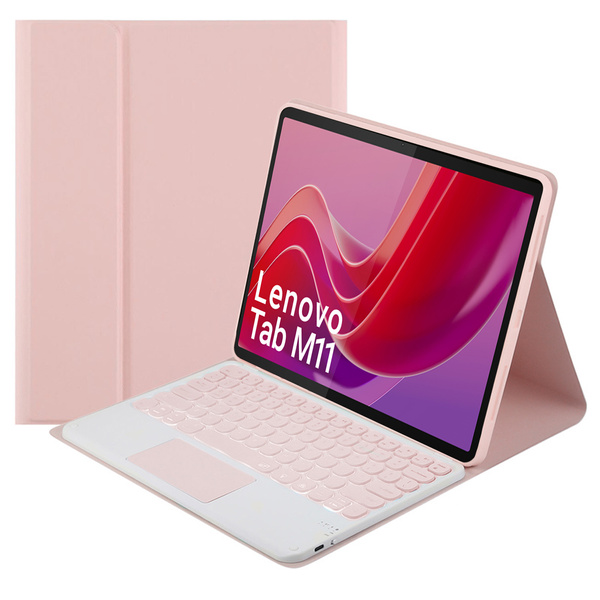 Puzdro s klávesnicou Bluetooth na Lenovo Tab M11, ružové - ochranné so stojanom, prístup k portom a tlačidlám